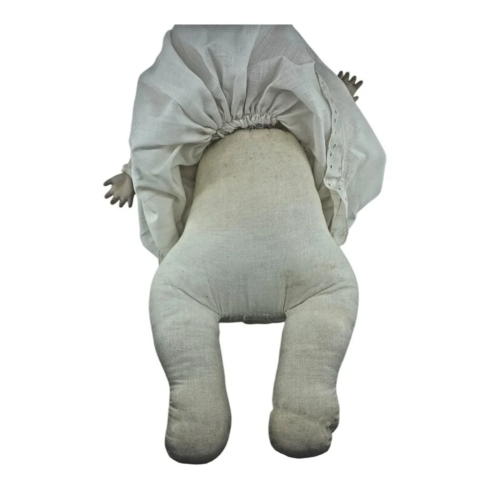 For Repair: Antique Bisque‎ Baby Doll Porcelain Head Hands Glass Eyes Cloth Body